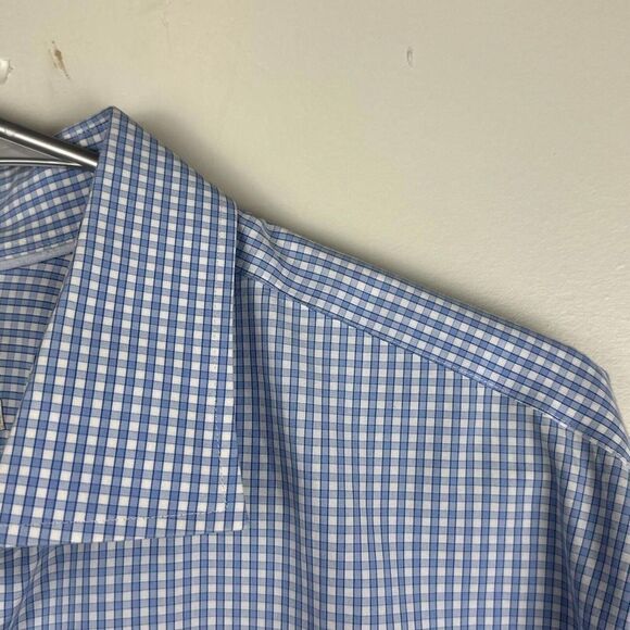 Peter Millar | Crown Nanoluxe Button Down Checkered Shirt | Large - 17.5 Long - Picture 6 of 6